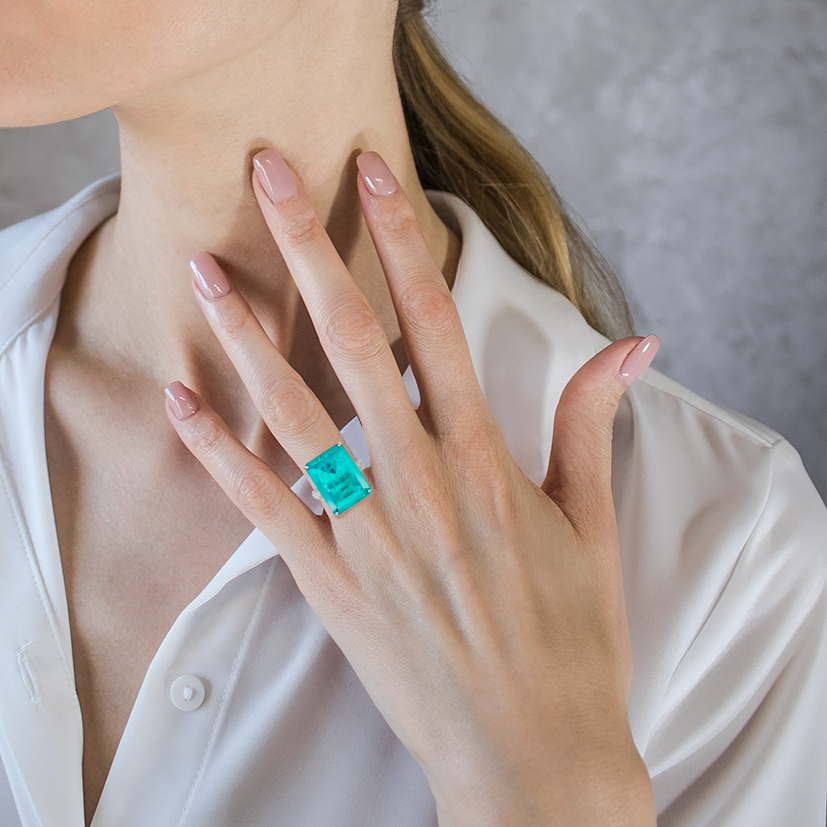 Rectangle tourmaline paraiba ring woman Rings Colorino N.3