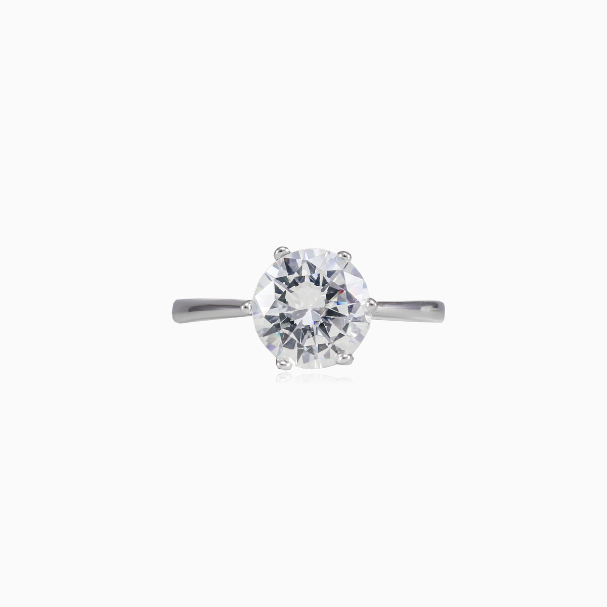 Classic six prong silver ring woman Engagement rings Shine bright N.1