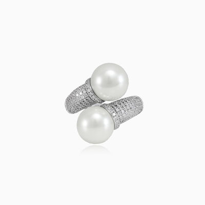 Twisted two pearl ring woman Rings Shine bright