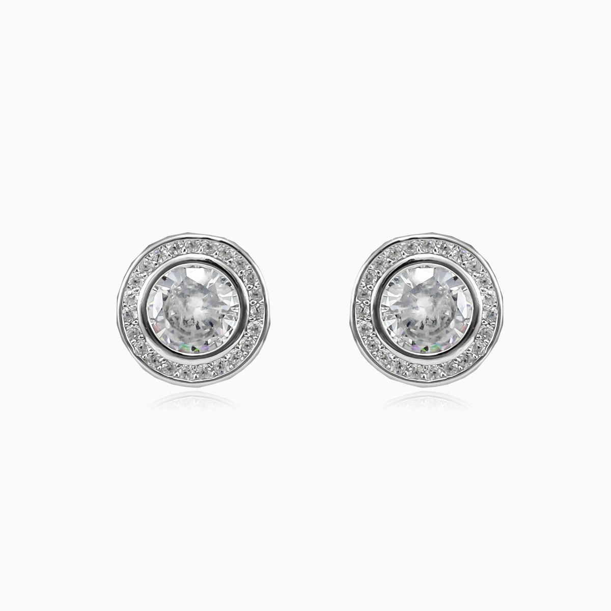 Bezel round stud earrings unisex Earrings Halo N.1