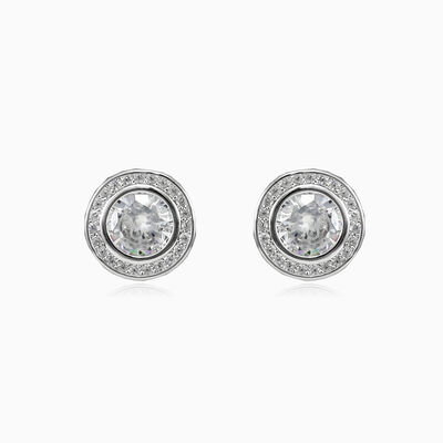Bezel round stud earrings unisex Earrings Halo