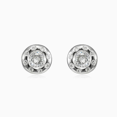 High polished crystal studs unisex Earrings Halo
