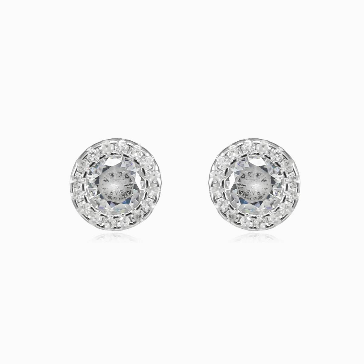 Round halo crystal studs unisex Earrings Halo N.1