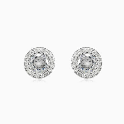 Round halo crystal studs unisex Earrings Halo