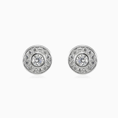 Bezel halo studs unisex Earrings Halo