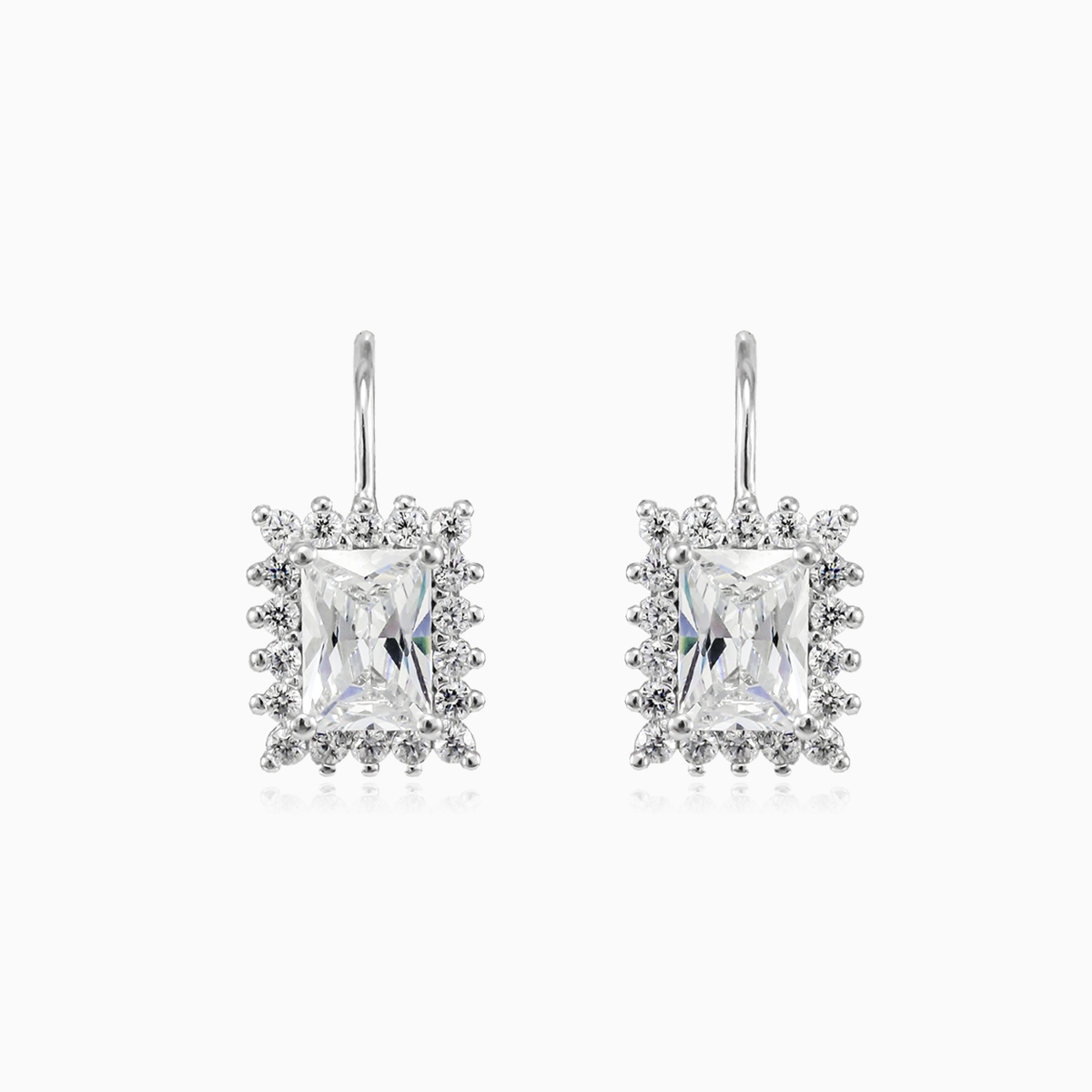 Pendientes de cristal rectangular mujer Pendientes Halo N.2