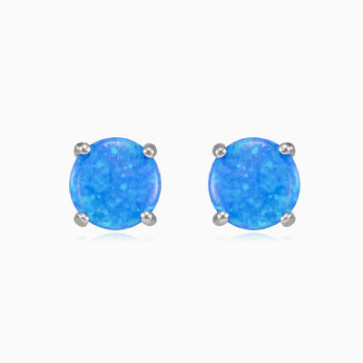 Flat blue opal studs woman Earrings Colorino