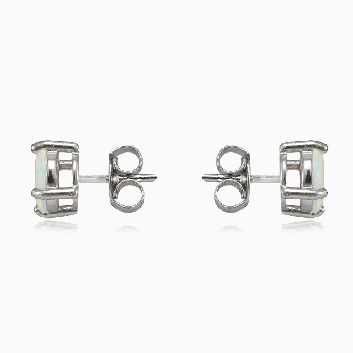 Flat white opal studs woman Earrings Colorino N.2