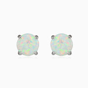 Flat white opal studs woman Earrings Colorino