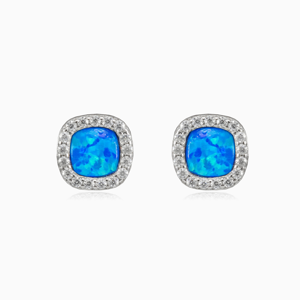 Flat halo blue opal studs woman Earrings Halo N.1