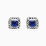 Square blue quartz studs Женские Серьги Halo