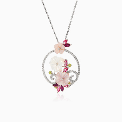 Colgante de círculo de flores mujer Collares Brillantino