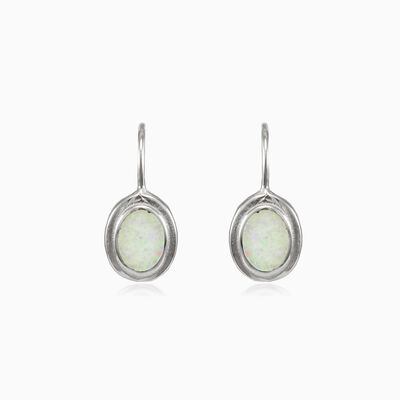 Boucles d'oreilles simples levier en opale blanche femme Boucles d'oreilles Colorino