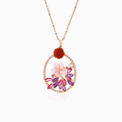 Gentle pink flowers woman Necklaces Brillantino