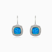 Square drop blue opal earrings woman Earrings Halo