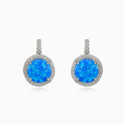 Round static blue opal earrings woman Earrings Halo