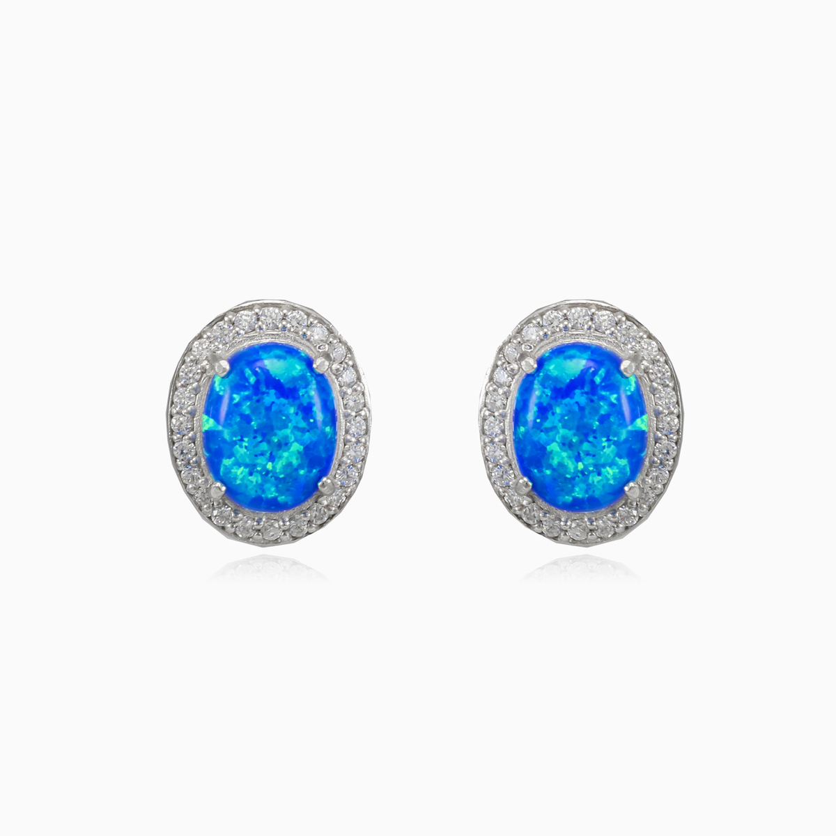 Pendientes de ópalo azul real mujer Pendientes Halo N.1