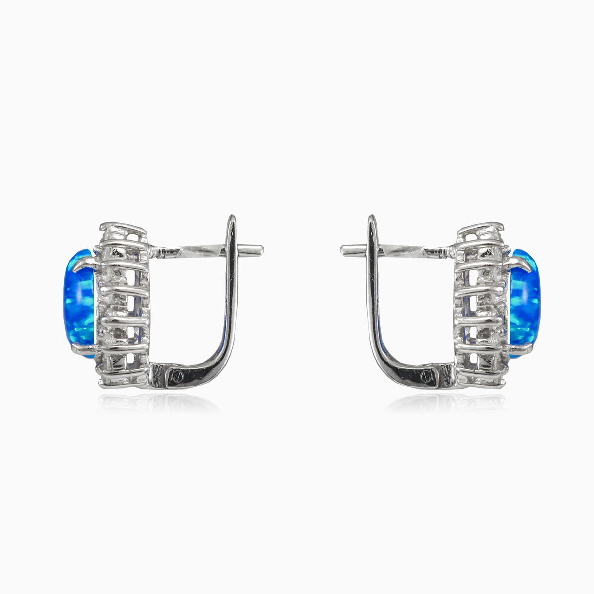 Pendientes de ópalo azul real mujer Pendientes Halo N.2
