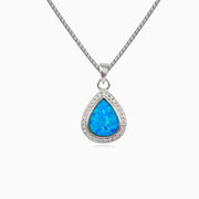 Pendentif en larme d'opale bleu clair femme Pendentifs Halo