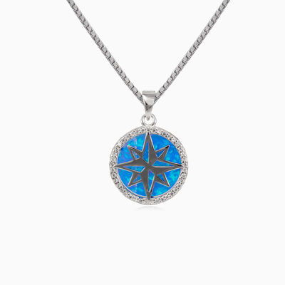 Blue opal compass pendant unisex Pendants Simbólico
