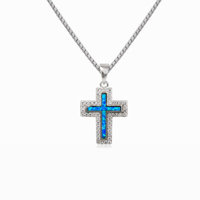 Royal blue opal cross unisex Pendants Santa Croce