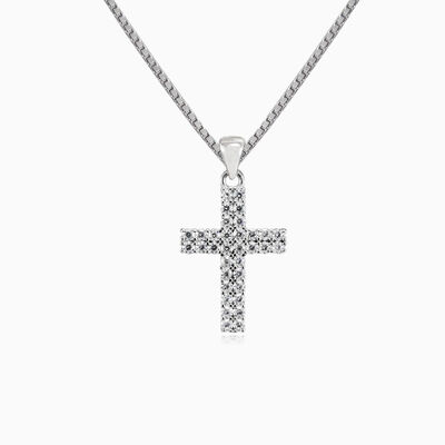 Tiny two crystal lines cross woman Pendants Santa Croce