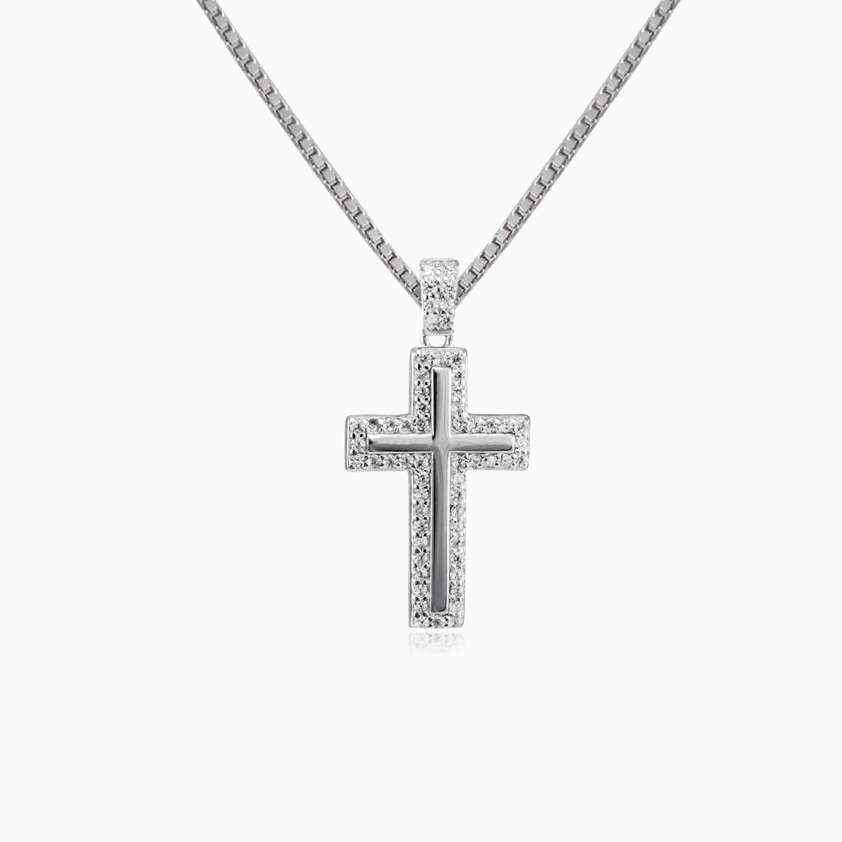 Crystal and silver cross unisex Pendants Santa Croce N.1