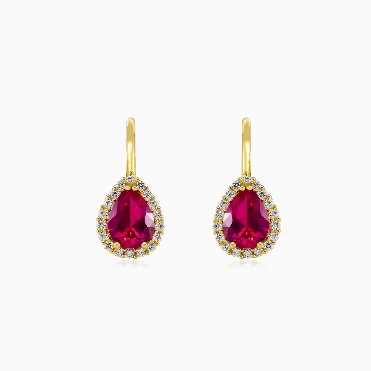 Pear rubellite yellow gold earrings Женские Серьги Royal N.1