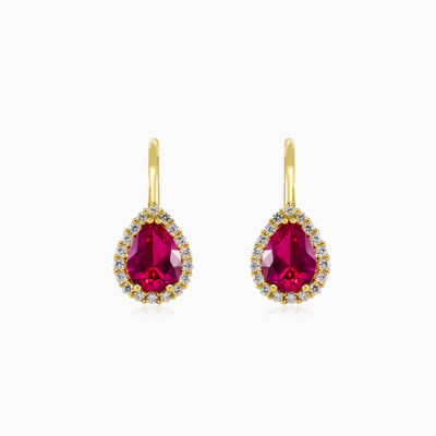 Pendientes de oro amarillo con rubelita perlada mujer Pendientes Royal