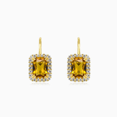 Pendientes Halo de citrino radiante mujer Pendientes Royal