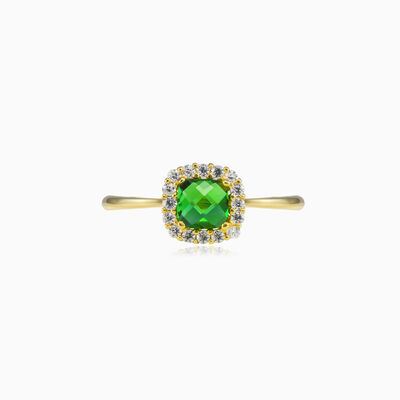 Cushion green quartz gold ring woman Engagement rings Royal