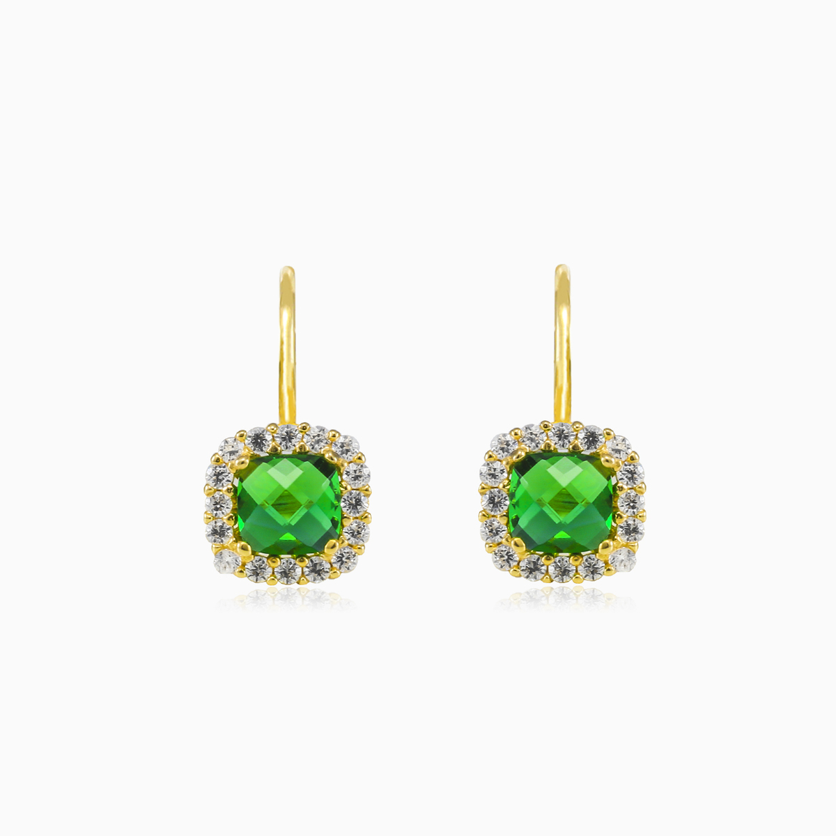 Pendientes de oro y cuarzo verde redondo mujer Pendientes Royal N.1