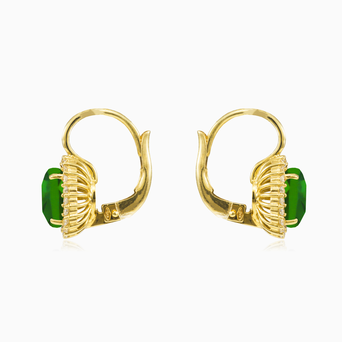 Pendientes de oro y cuarzo verde redondo mujer Pendientes Royal N.2