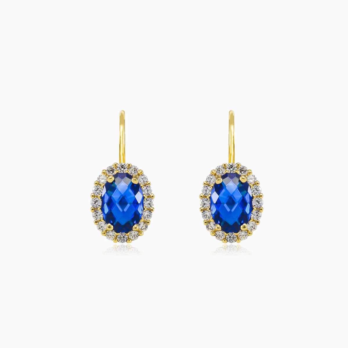 Oval blue quartz gold earrings Женские Серьги Royal N.2