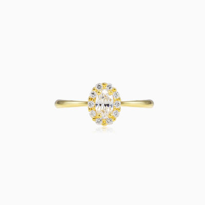 Oval crystal gold ring woman Engagement rings Royal