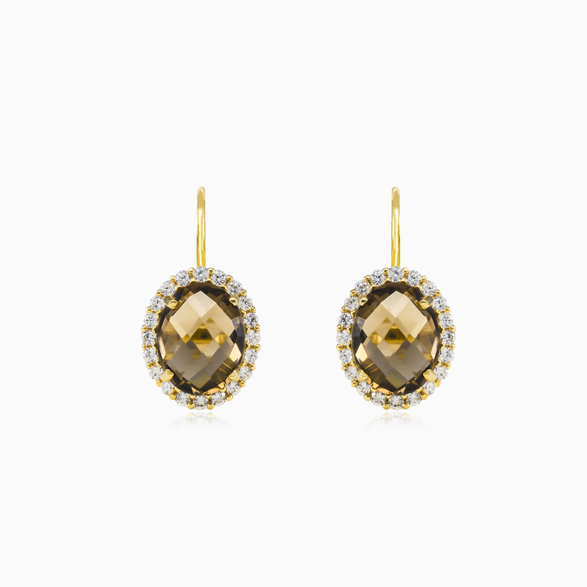 Oval smoky topaz gold earrings Женские Серьги Royal N.1