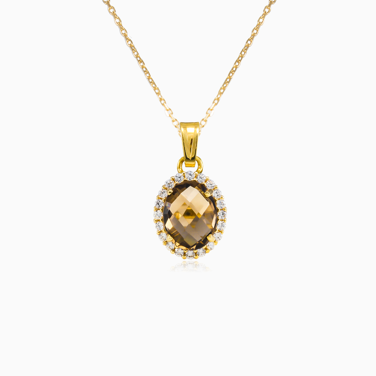 Ovaler Anhänger aus rauchigem Topasgold Frauen Anhänger Royal N.1
