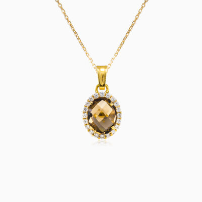 Oval smoky topaz gold pendant woman Pendants Royal