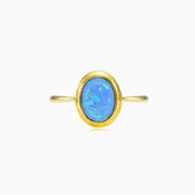 Bague classique en opale bleue femme Bagues Tinge