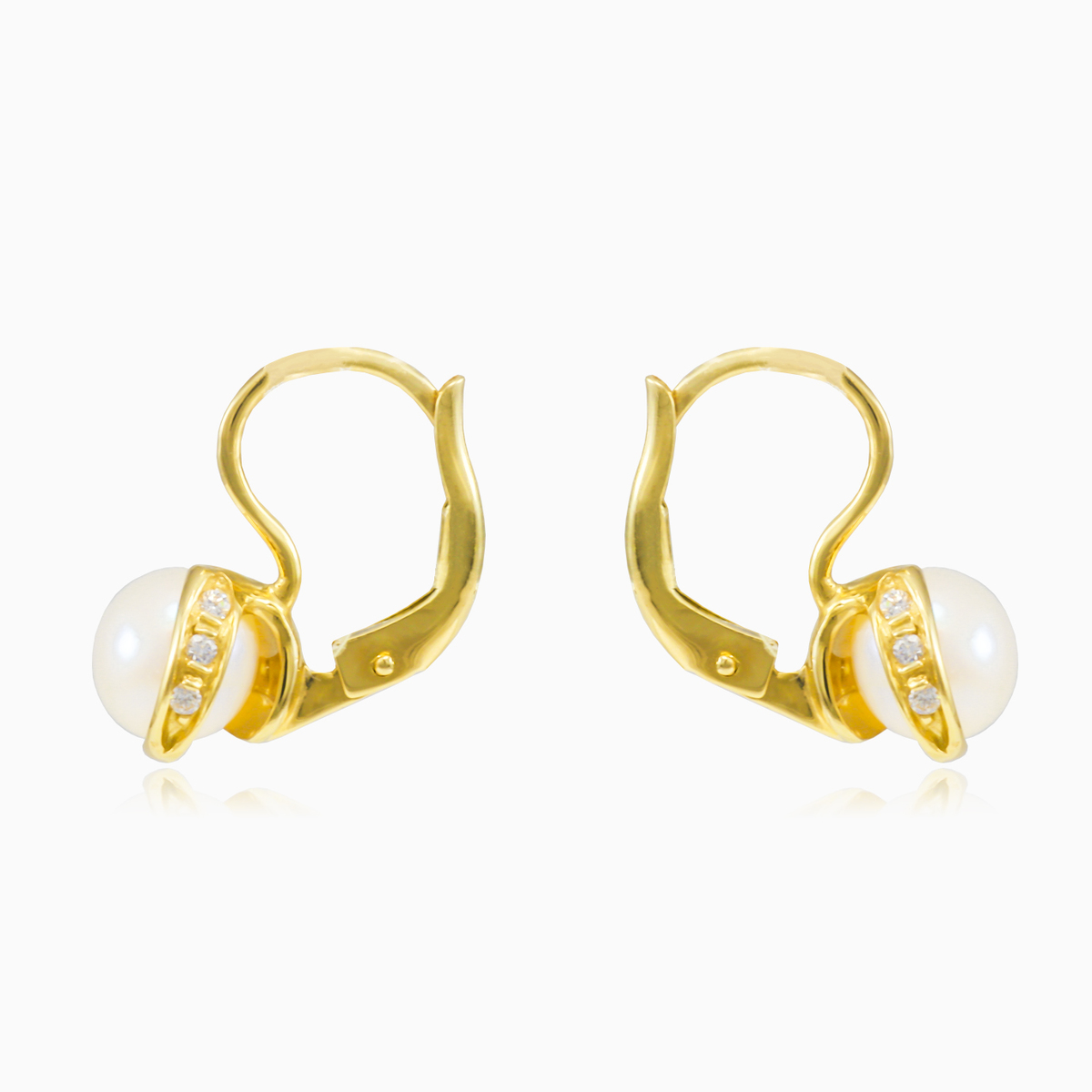 Pendientes únicos de cristal y perla blanca	 mujer Pendientes Tinge N.1