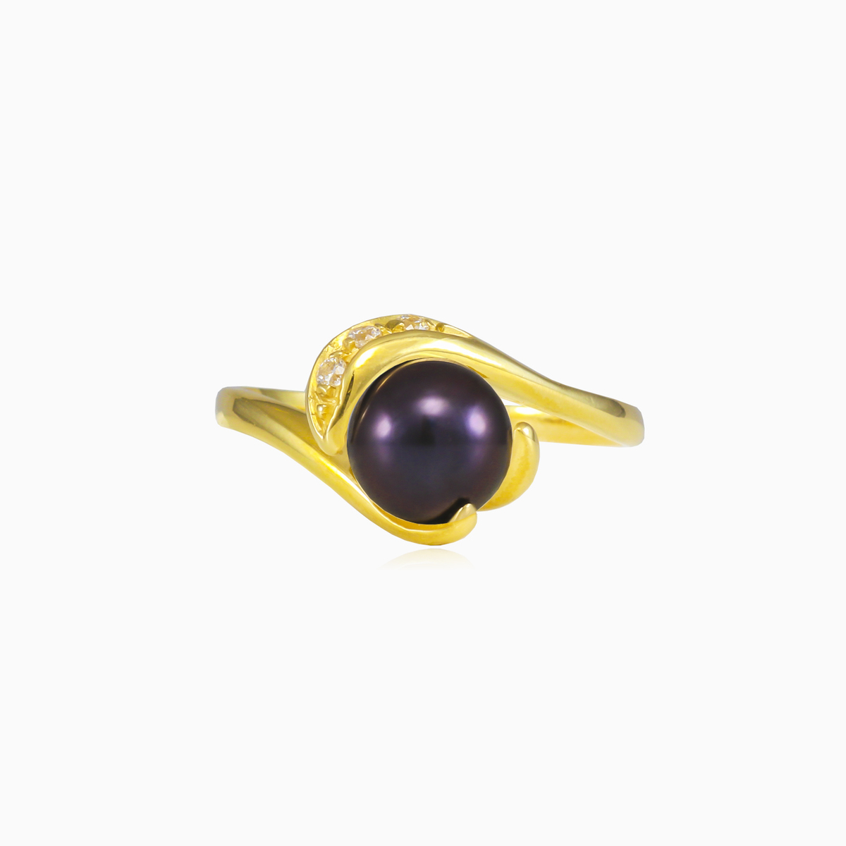 Unique black pearl crystal ring woman Rings Tinge N.1