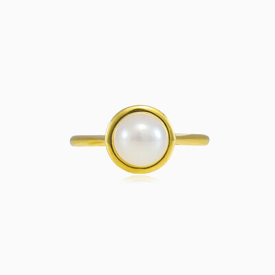 Simple gold pearl ring woman Rings Tinge