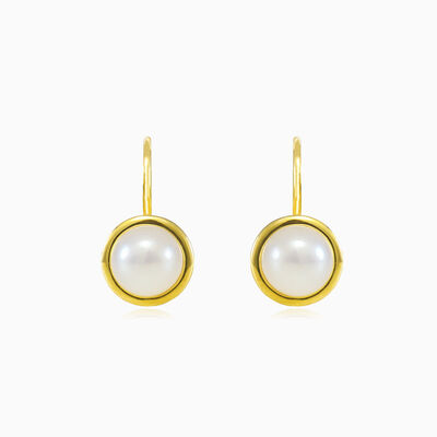 Simple gold pearl earrings woman Earrings Tinge