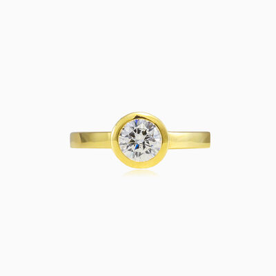 Bezel gold crystal ring woman Engagement rings Lustrous