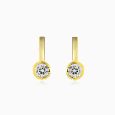 Bezel gold crystal earrings woman Earrings Lustrous