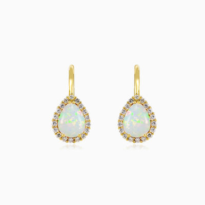 Pear white opal gold earrings woman Earrings Royal