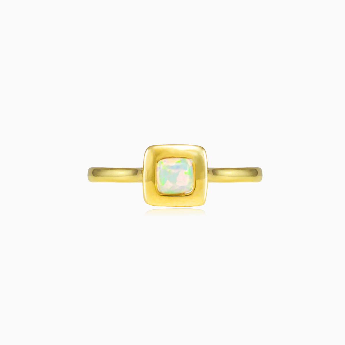 Bague carrée en or opale blanche femme Bagues Tinge N.1