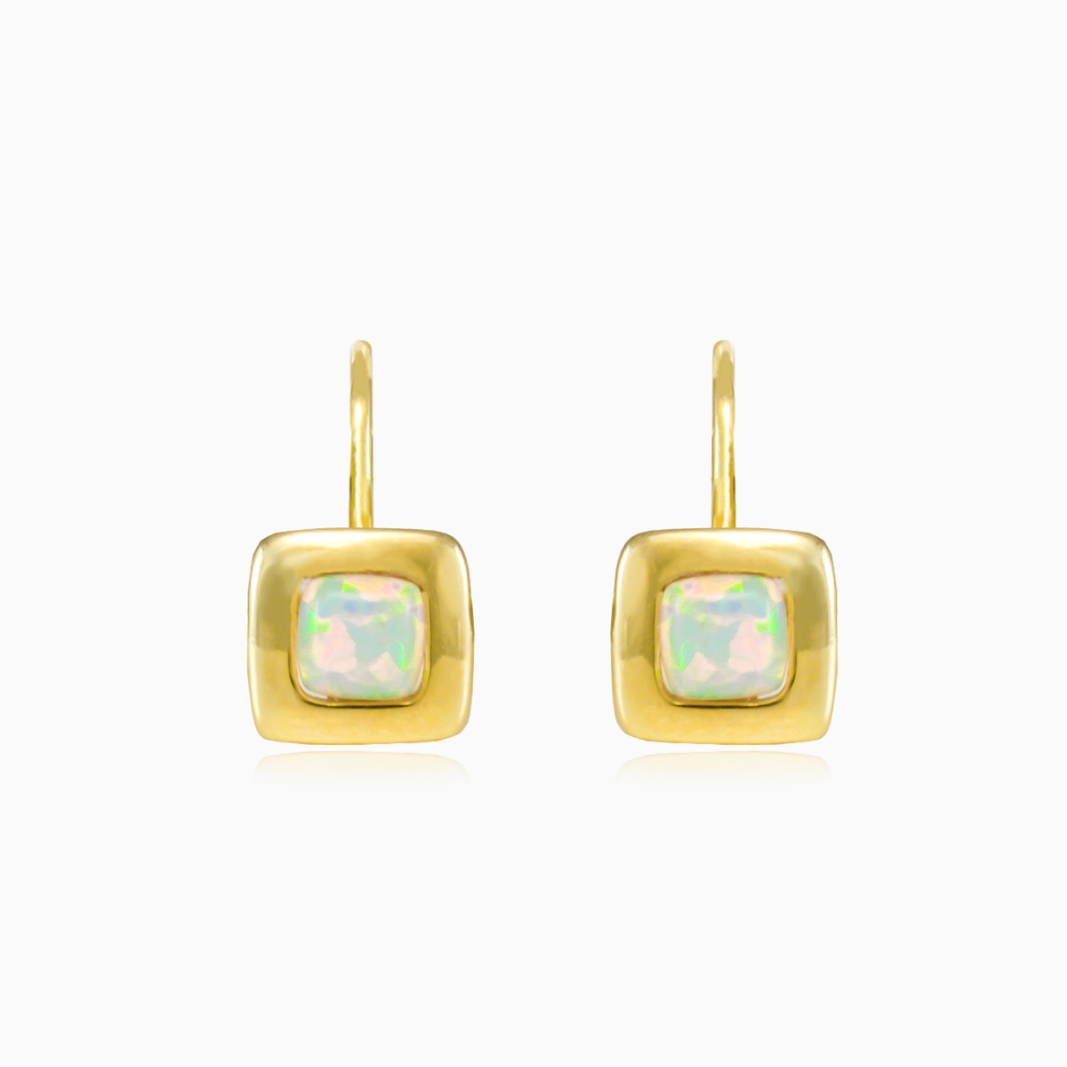 Pendientes de oro con ópalo blanco cuadrado mujer Pendientes Tinge N.1
