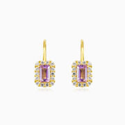 Rectangle amethyst halo earrings woman Earrings Royal