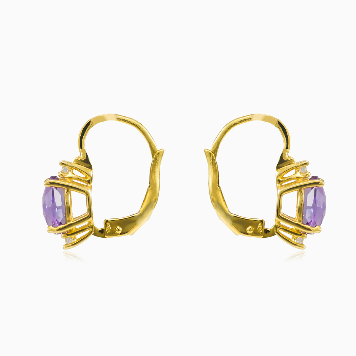 Pendientes de oro y amatista briolette ovalada mujer Pendientes Tinge N.2